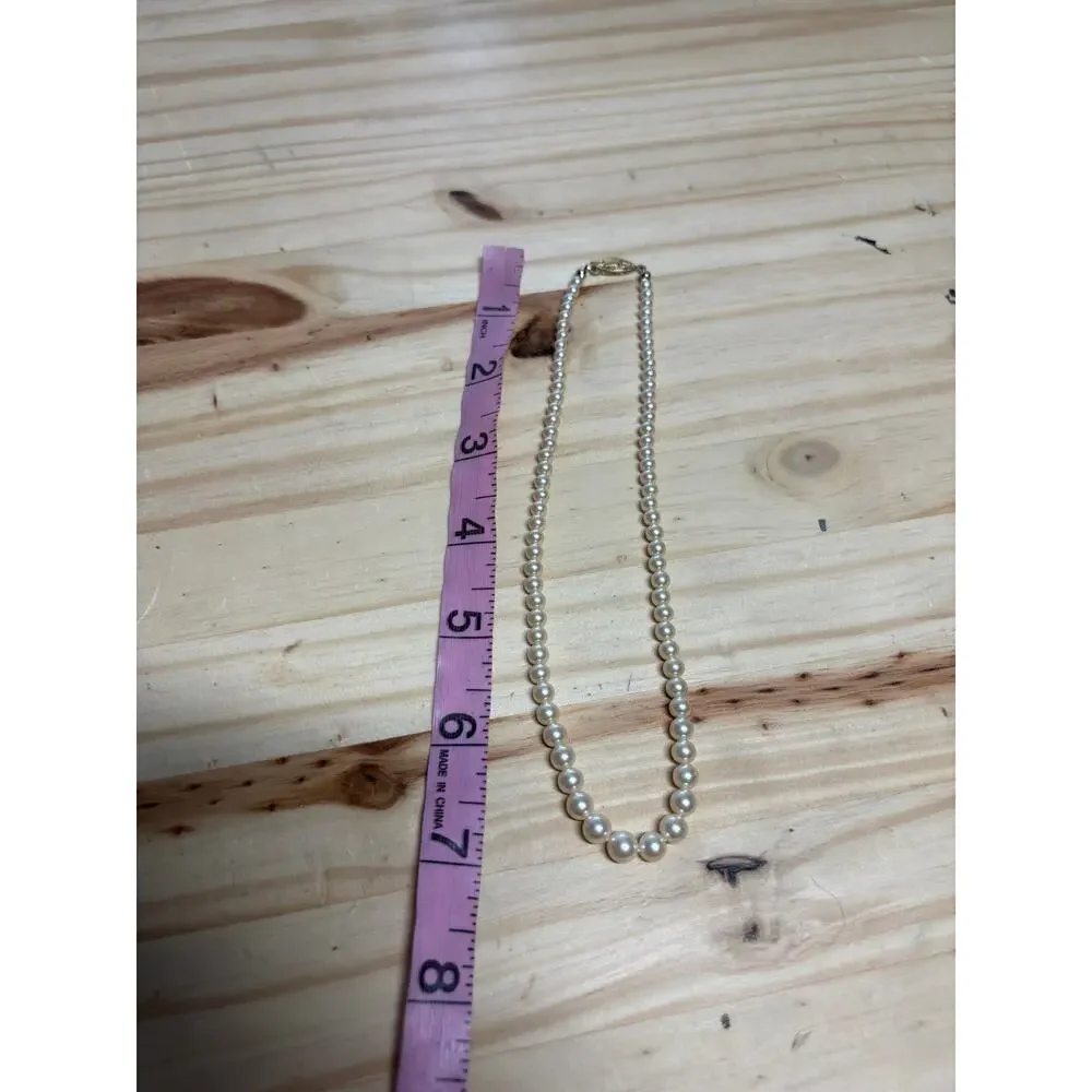 Marvella Faux Pearl Necklace Gold Tone Clasp 14